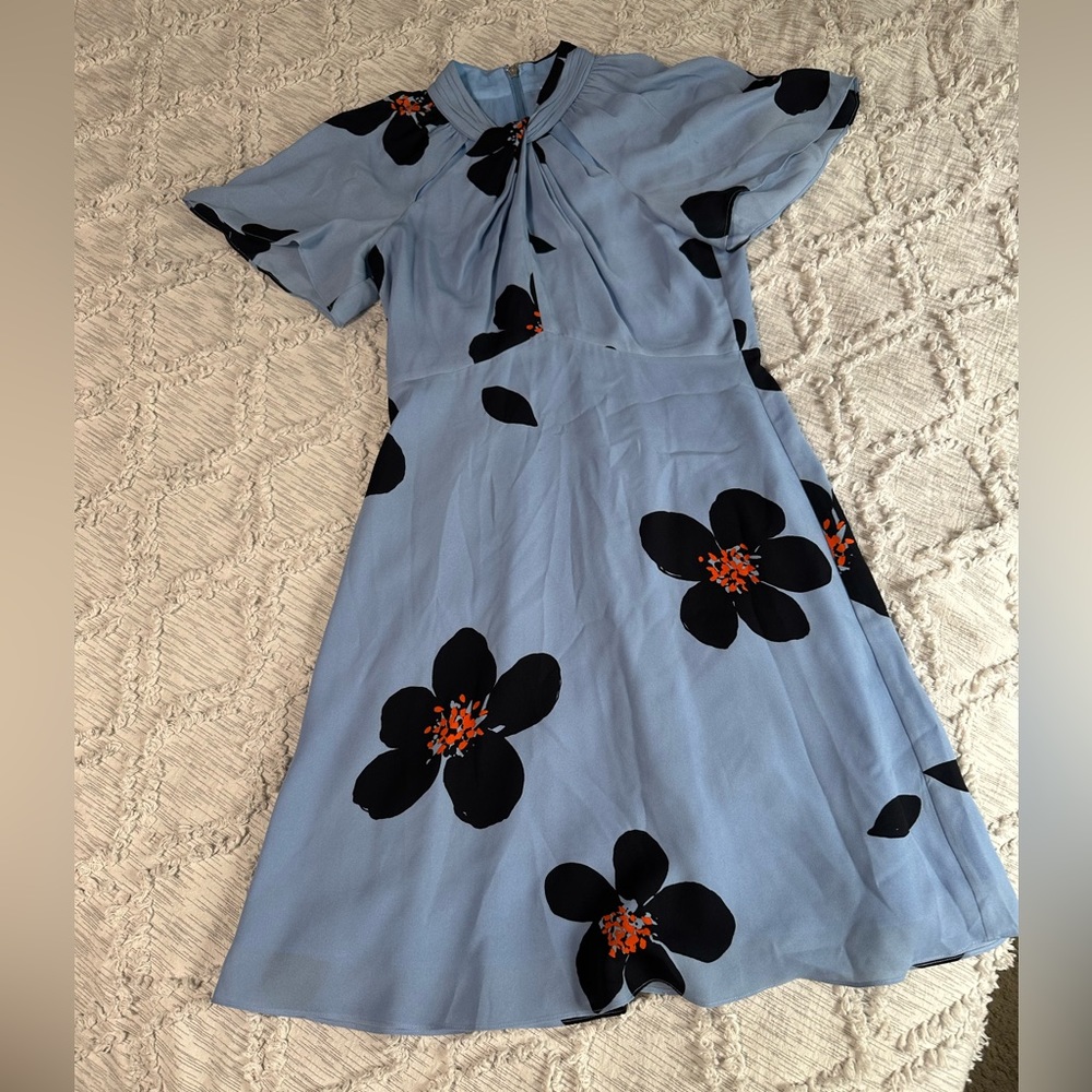Kate Spade Grand Flora Poplin midi dress w/ neckline cut outs